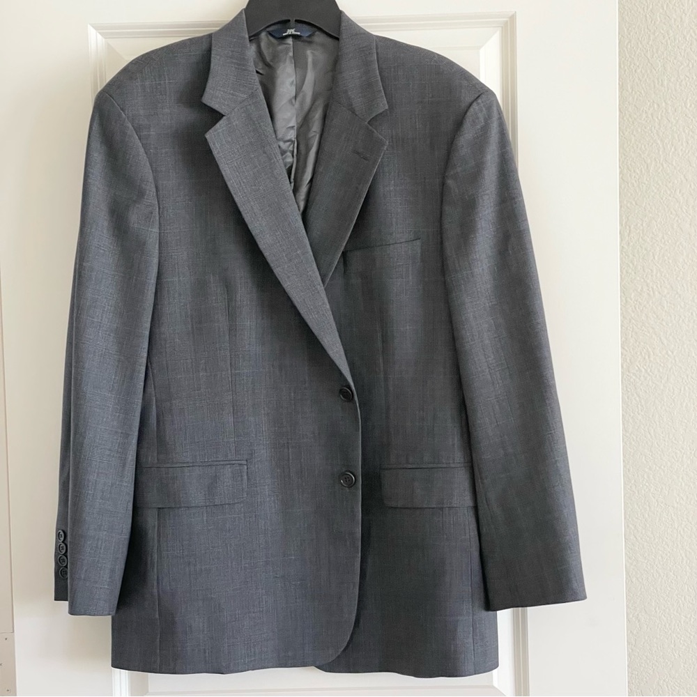 Brooks Brothers 346 Stretch Men Wool Blend Gray Glen Check 45R Blazer Sport Coat